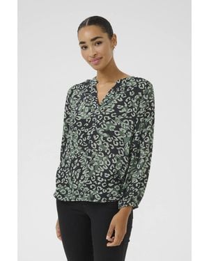 Kaffe Kajanne V-Notch Neck 3/4 Sleeve Blouse - Multicolour