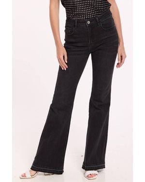 Liquorish High Waisted Flare Jeans - Black