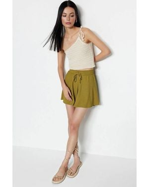 WOVCOR Regular Fit Normal Waist Textured Knit Shorts - Green