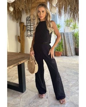 AX Paris Broderie Wide Leg Trousers - Natural