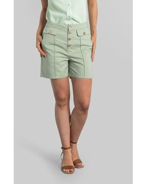 Enorsia Pintuck Pleats Classic High Waisted Shorts - Green