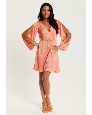 Liquorish Abstract Animal Print Mini Dress - Red