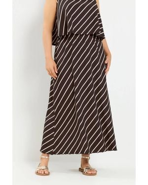 Yours Stripe Maxi Skirt - Brown