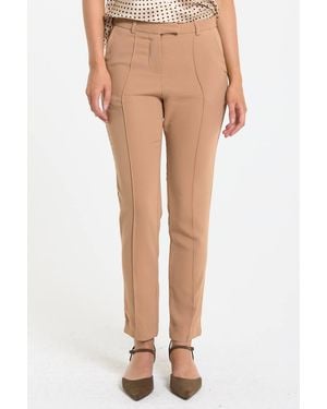 Liquorish Tailored Slim Fit Trousers - Natural