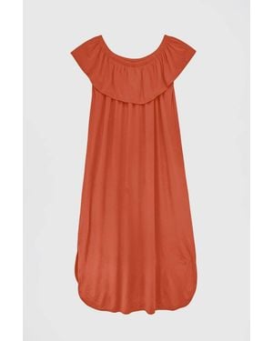 Enorsia Shoulder Ruffle Jersey Nightdress - Orange