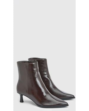 Dorothy Perkins Faith: Harvie Faux Leather Low Stiletto Heel Ankle Boots - Brown