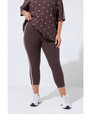 Yours Side Stripe Cropped Leggings - Black