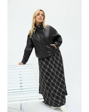 Yours Faux Leather Funnel Neck Jacket - Black