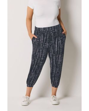 Yours Cropped Harem Trousers - Blue