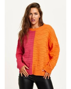 Liquorish Colour Block Jumper - Orange