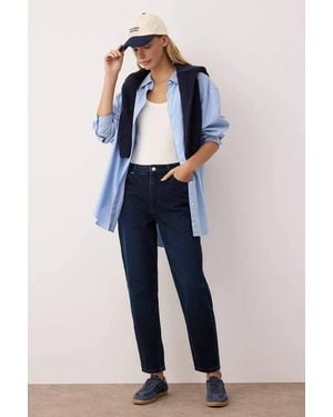 WOVCOR High Waist Mom Jeans Classic Straight-Fit Denim - Blue