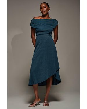 Jolie Moi Draped Jersey Cowl Neck Midi Dress - Blue