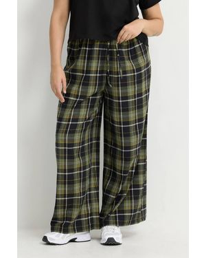 Yours Checked Wide Leg Trousers - Black