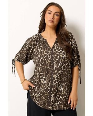 Yours Leopard Swirl Detail Blouse - Black