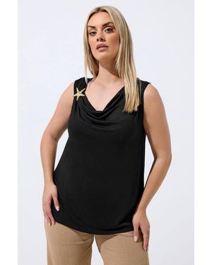 Yours Drape Starfish Detail Top - Black