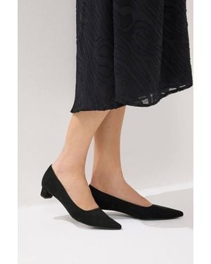 Long Tall Sally Faux Suede Block Heel - Black