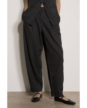Apricot Pinstripe Wide-Leg Balloon Trousers - Black