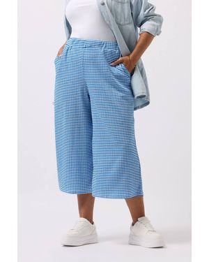 Yours Gingham Textured Midaxi Culottes - Blue