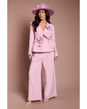 Coast Lisa Tan Wide Leg Crepe Trouser - Pink