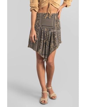 Enorsia Princess Patch Printed Jersey Skirt - Brown