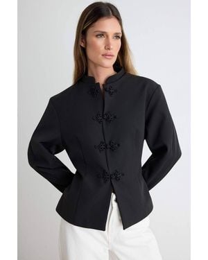 WOVCOR Button Detail Fitted Blazer Jacket - Blue