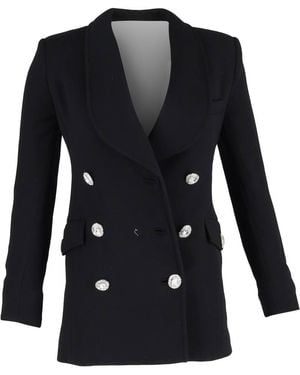 Alessandra Rich Preloved Double-Breasted Crystal Button Blazer - Black