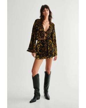 Nasty Gal Floral Devore Mini Skirt - Black