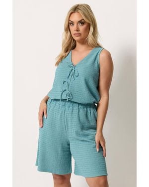 Yours Textured Shorts - Blue