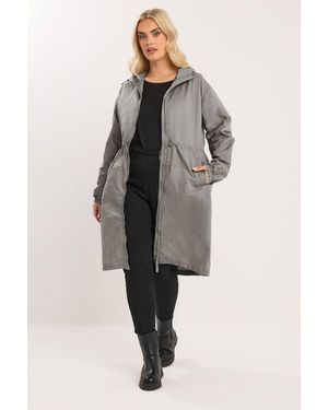 Yours Lightweight Longline Parka Jacket - Grey