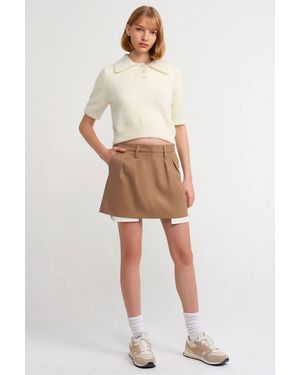 Dilvin High-Waist A-Line Mini Skirt W/ Pocket - Natural