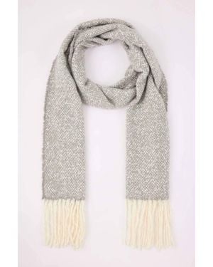 WOVCOR Contrast Tassel Marled Boucle Oversized Winter Scarf - Grey