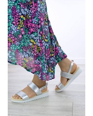 AJVANI Low Wedge Heel Flatform Strappy Sandals - Blue