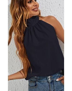 FS Collection Halter Neck Tie Back Top - Blue