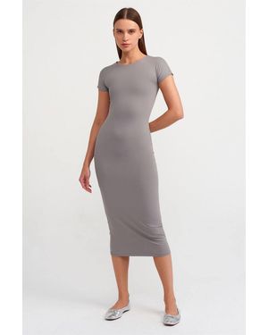 Dilvin Bodycon Midi Dress - Grey