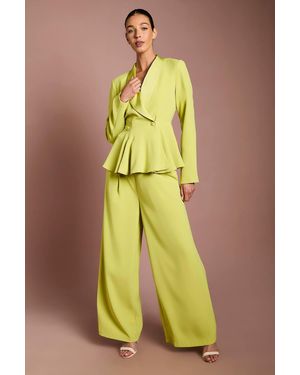 Coast Pleated Waistband Satin Wide Leg Trouser - Yellow