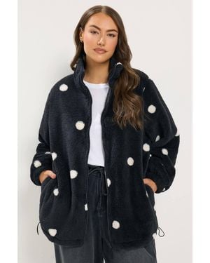 Yours Polka Dot Zip Through Fleece - Black