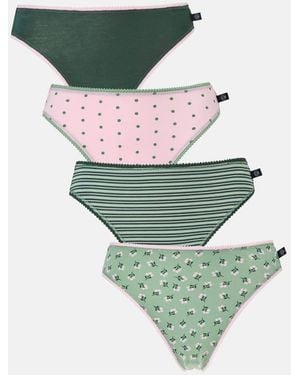 British Boxers Pack Of Four "Juniper" Bamboo High Leg Knickers - Green