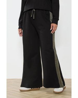 Yours Shimmer Side Stripe Wide Leg Joggers - Black