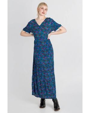 Enorsia Paisley Tiered Maxi Dress - Blue