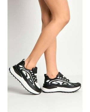 Miss Diva Taliah Side Detail Mesh Lace Up Trainers - White