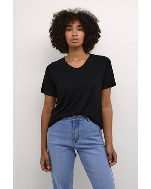 Kaffe Frida V-Neck Short Sleeve T-Shirt - Black