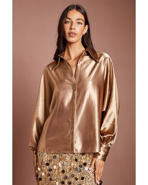 Coast Long Sleeve Oversize Shirt - Brown