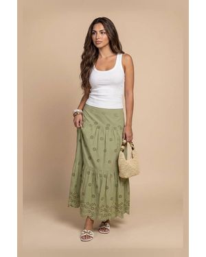 Urban Bliss Broderie Maxi Skirt - Green