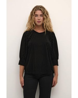 Kaffe Kacaca 3/4 Sleeve Relaxed Fit Blouse - Black