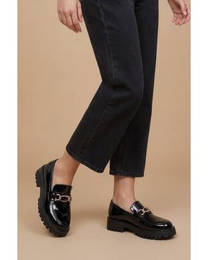Dorothy Perkins Faith: Jackie Faux Leather Trim Detail Chunky Loafers - Black