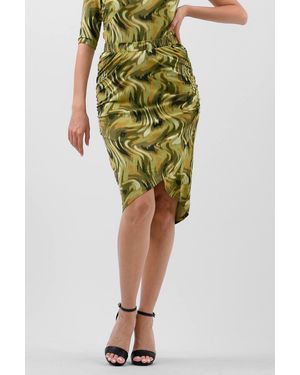 Enorsia Abstract Wavy Jersey Wrap Skirts - Green