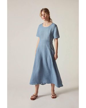 James Lakeland Denim Linen Midi Dress - Blue