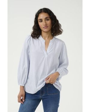 Kaffe Kamilena V-Neck 3/4 Sleeve Blouse - White