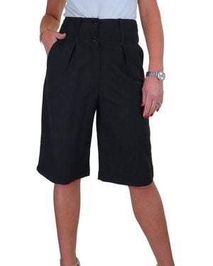 Paulo Due Tailored Wide Leg Knee Shorts - Black