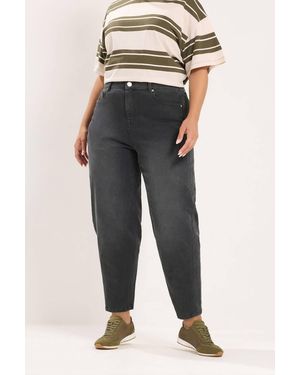 Yours Barrel Leg Jeans - Black